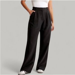 COPY - Abercrombie & Fitch Tailored Wide Leg Pleated High Waist Pant Black size…